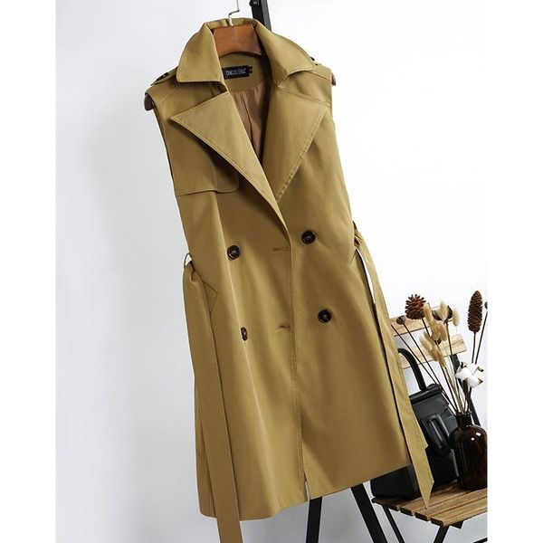 women's vests 2021 show thin sleeveless vest england spring and autumn coat hhaki long with waist belt, Black;white
women's vests 2021 show thin sleeveless vest england spring and autumn coat hhaki long with waist belt, Black;white