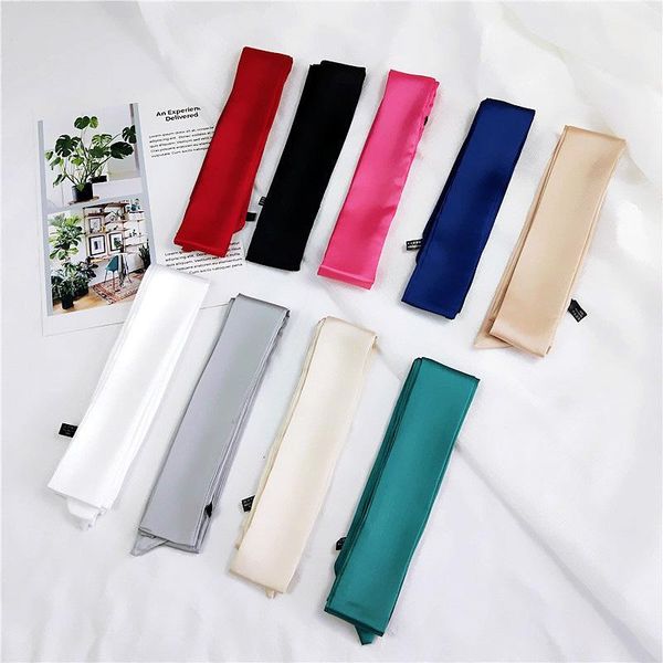 scarves 2021 women small ribbon the four seasons hair band headband wraps fashion pure color silk riband bags scarf accessories, Blue;gray
scarves 2021 women small ribbon the four seasons hair band headband wraps fashion pure color silk riband bags scarf accessories, Blue;gray