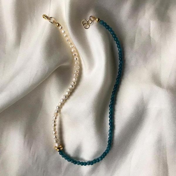 chokers women creative design natural pearl necklace handmade green stone asymmetric jewelry 2021 summer retro charm neck accessories, Golden;silver
chokers women creative design natural pearl necklace handmade green stone asymmetric jewelry 2021 summer retro charm neck accessories, Golden;silver