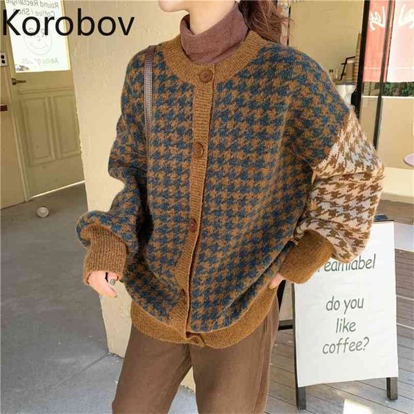 korobov new arrival cardigans korean long sleeve hit color patchwork autumn sweaters single breasted plaid sueter mujer 210430, White
korobov new arrival cardigans korean long sleeve hit color patchwork autumn sweaters single breasted plaid sueter mujer 210430, White