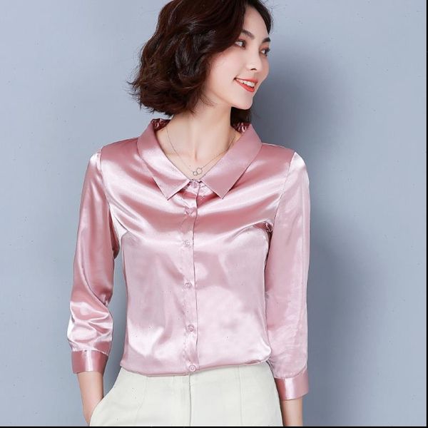 women shirts arrived office work female elegant silk satin long sleeve button lapel party blouse, White
women shirts arrived office work female elegant silk satin long sleeve button lapel party blouse, White