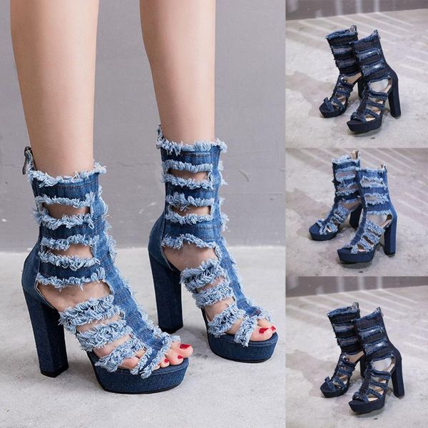 women's sandals lady denim hollow versatile open toe high heels large size summer female casual fashion shoes c40#, Black
women's sandals lady denim hollow versatile open toe high heels large size summer female casual fashion shoes c40#, Black