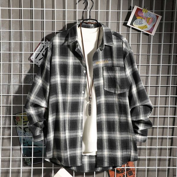 men's casual shirts shirt spring long sleeve plaid letter embroidery simple versatile fashion brand coat kpvs 3bby, White;black
men's casual shirts shirt spring long sleeve plaid letter embroidery simple versatile fashion brand coat kpvs 3bby, White;black