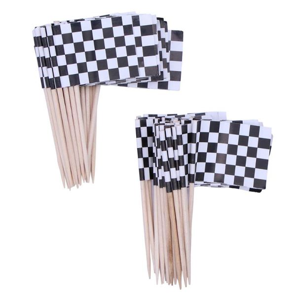 pack of 100 racing flag toothpicks checkered picks appetizer fruit sticks for cocktail party - black and white forks
pack of 100 racing flag toothpicks checkered picks appetizer fruit sticks for cocktail party - black and white forks