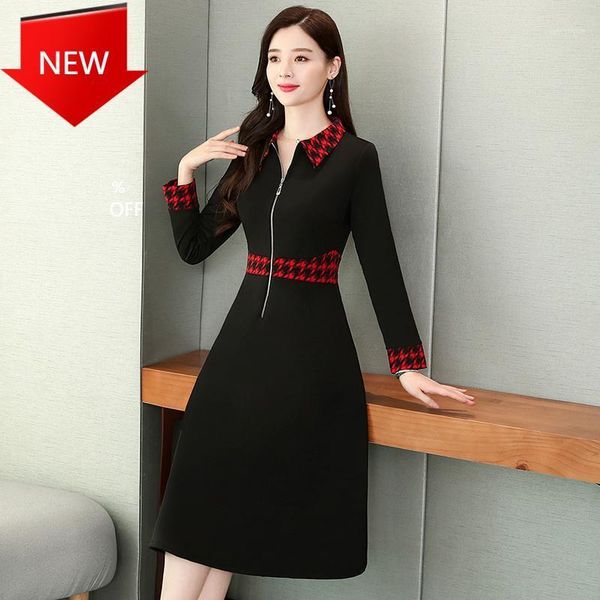 casual dresses slim plover red and black collar length autumn women dress full sleeve zipper patchwork, Black;gray
casual dresses slim plover red and black collar length autumn women dress full sleeve zipper patchwork, Black;gray