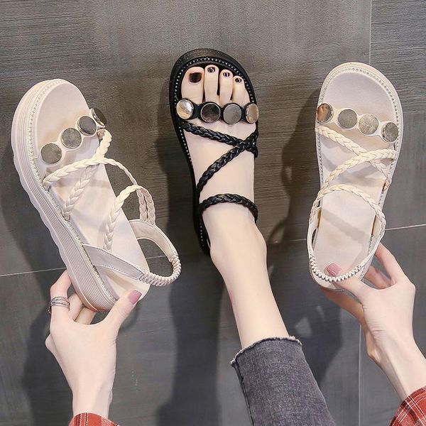 sandals 2021 summer women's korean leisure thick bottom muffin shoes slope heel open toe versatile roman, Black
sandals 2021 summer women's korean leisure thick bottom muffin shoes slope heel open toe versatile roman, Black