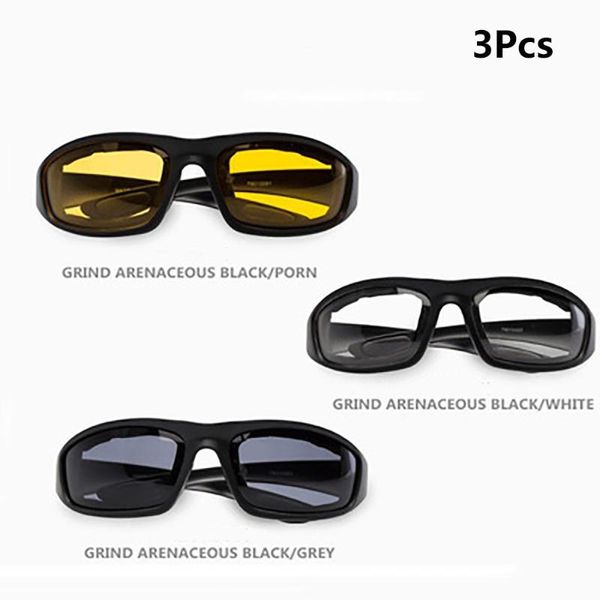 sunglasses 3 pcs motorcycle riding glasses smoke clear yellow wind resistant padded comfortable windproof scooter, White;black
sunglasses 3 pcs motorcycle riding glasses smoke clear yellow wind resistant padded comfortable windproof scooter, White;black