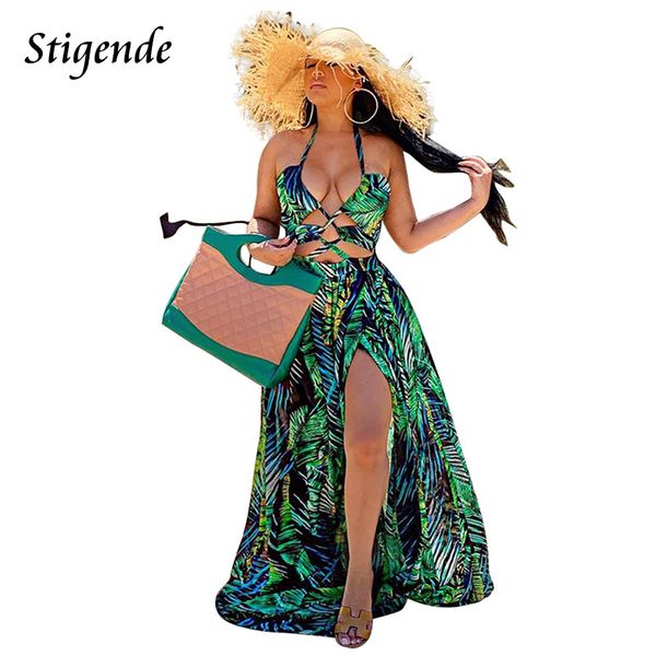stigende women bohemian palm leaf maxi dress high split summer beach halter dress casual sleeveless bandage long dress x0521, Black;gray
stigende women bohemian palm leaf maxi dress high split summer beach halter dress casual sleeveless bandage long dress x0521, Black;gray