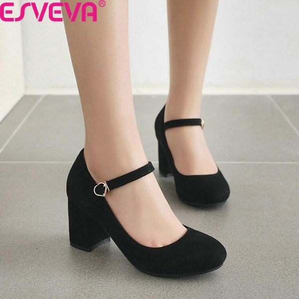 dress shoes esveva 2021 square high heel spring autumn fashion ladies flock round toe buckle all match women pumps big size 34-43, Black
dress shoes esveva 2021 square high heel spring autumn fashion ladies flock round toe buckle all match women pumps big size 34-43, Black