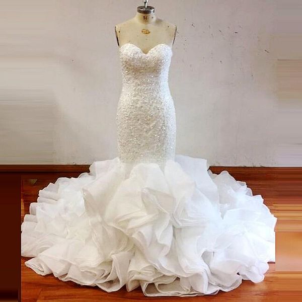 other wedding dresses real images mermaid with ruffles train sequins appliques african bridal dress lace up back vestido de noiva, White
other wedding dresses real images mermaid with ruffles train sequins appliques african bridal dress lace up back vestido de noiva, White