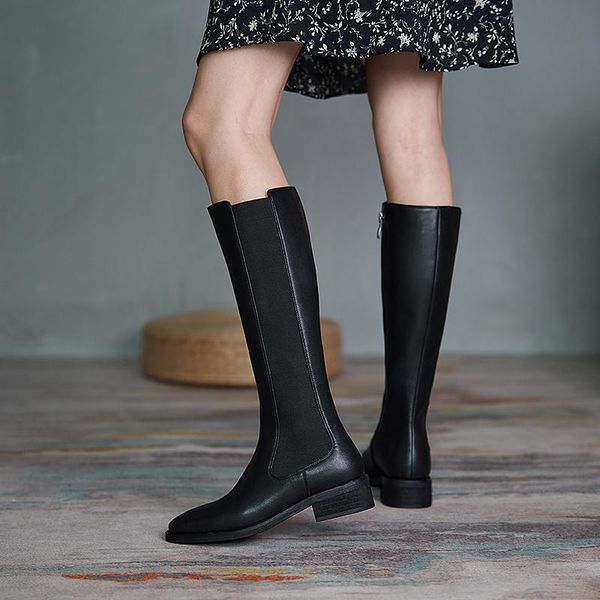 boots mezereon riding equestrian split leather western thigh high square toe med heel 3.5 cm fashion retro shoes with zip, Black
boots mezereon riding equestrian split leather western thigh high square toe med heel 3.5 cm fashion retro shoes with zip, Black
