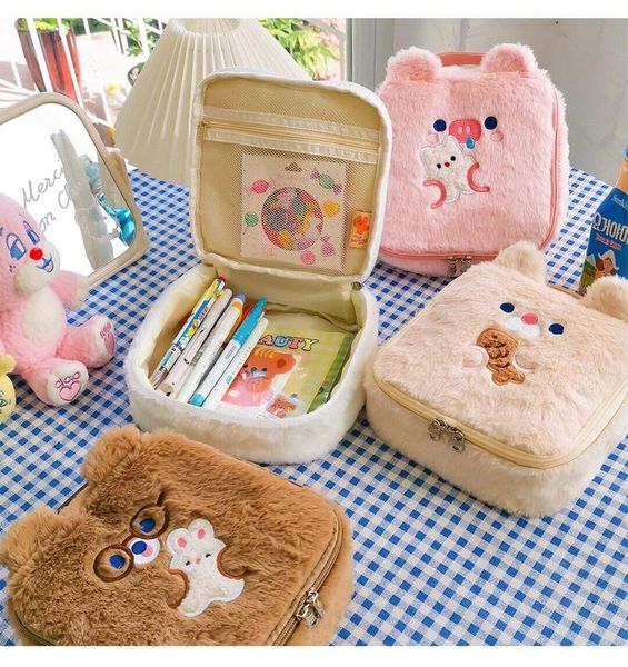 cosmetic bags & cases flannel bear bag cute embroidery plush storage kawaii student large capacity pencil case korea fashion pen box
cosmetic bags & cases flannel bear bag cute embroidery plush storage kawaii student large capacity pencil case korea fashion pen box
