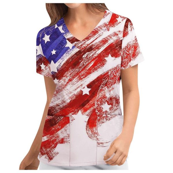 women's blouses & shirts women positioning independence day flag print short sleeve workwear vetement femme blusas mujer de moda 2021, White
women's blouses & shirts women positioning independence day flag print short sleeve workwear vetement femme blusas mujer de moda 2021, White