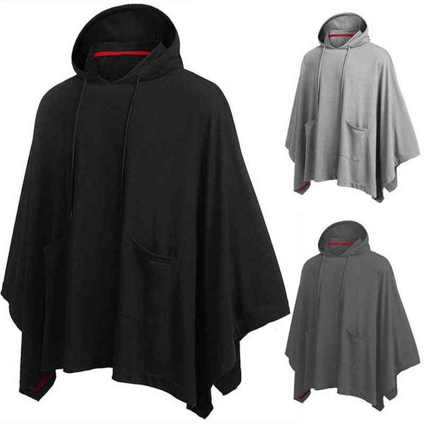 long coat men 2021 new spring and autumn fashion casual men's solid hood cloak loose hip hop mens hoodies w220221, Black
long coat men 2021 new spring and autumn fashion casual men's solid hood cloak loose hip hop mens hoodies w220221, Black