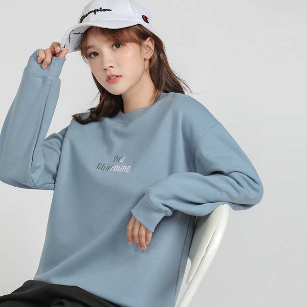 autumn winter korean 2021 new round neck loose plush english embroidered student women's sweater ins fashion 6170, Black
autumn winter korean 2021 new round neck loose plush english embroidered student women's sweater ins fashion 6170, Black