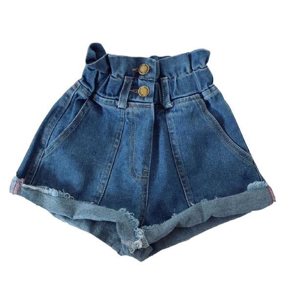 kids girls high waist denim shorts, Black