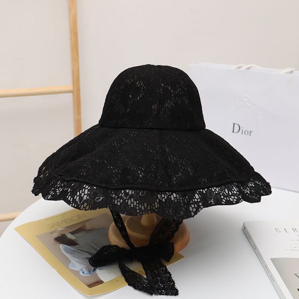 net red fisherman's female summer lace large brim sunshade thin sunscreen black cute soft girl basin hat, Yellow
net red fisherman's female summer lace large brim sunshade thin sunscreen black cute soft girl basin hat, Yellow