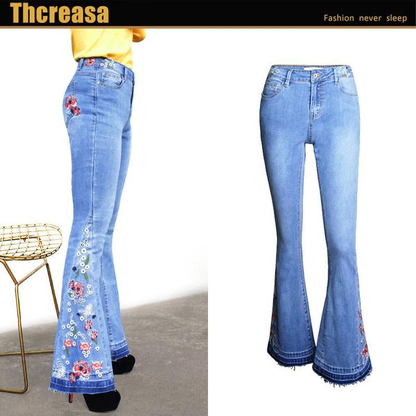 european style woman trouser embroidered high waist jeans female spring summer flare pants women's, Blue
european style woman trouser embroidered high waist jeans female spring summer flare pants women's, Blue
