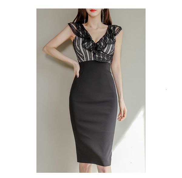 casual dresses summer elegant back bowknot sleeveless lace patchwork high waist bodycon ruffles v-neck pencil office ol party dres, Black;gray
casual dresses summer elegant back bowknot sleeveless lace patchwork high waist bodycon ruffles v-neck pencil office ol party dres, Black;gray