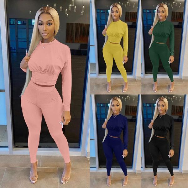 women's two piece pants suit sports color round trousers solid long-sleeved waist sportswear and two-piece neck pullover thin women sui, White
women's two piece pants suit sports color round trousers solid long-sleeved waist sportswear and two-piece neck pullover thin women sui, White