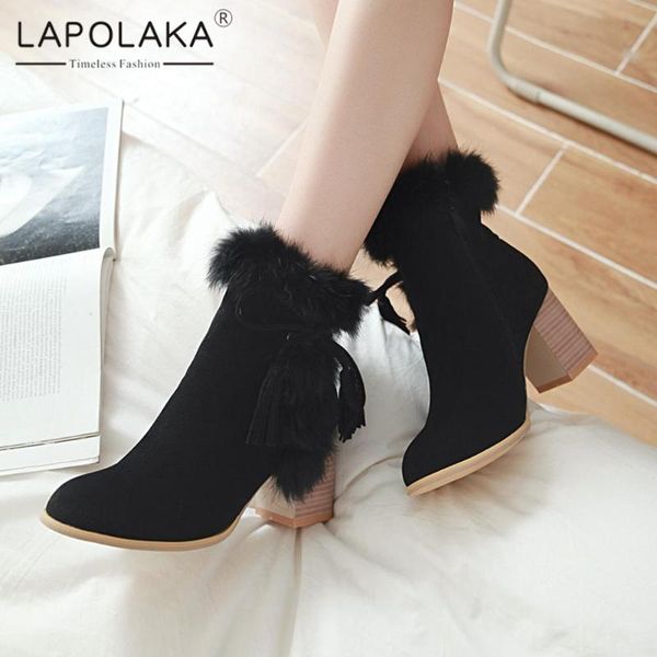 boots lapolaka 2021 design plush butterfly knot ankle women shoes female elegant tassel zipper work office lady, Black
boots lapolaka 2021 design plush butterfly knot ankle women shoes female elegant tassel zipper work office lady, Black