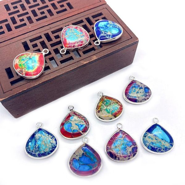 charms drop-shaped natural turquoise pendant with edging color diy necklace bracelet accessories jewelry making supplies, Bronze;silver
charms drop-shaped natural turquoise pendant with edging color diy necklace bracelet accessories jewelry making supplies, Bronze;silver
