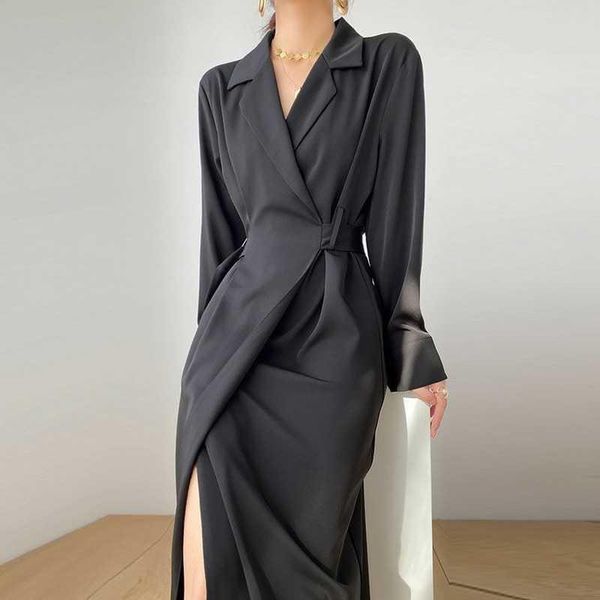 casual dresses solid elegant women autumn dress bandage midi split office lady designer korean style one-piece female, Black;gray
casual dresses solid elegant women autumn dress bandage midi split office lady designer korean style one-piece female, Black;gray