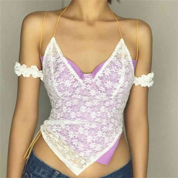women fake two pieces floral print slim fit sleeveless sling halter summer patchwork perspective streetwear 210522, White
women fake two pieces floral print slim fit sleeveless sling halter summer patchwork perspective streetwear 210522, White