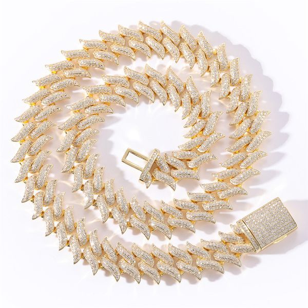 18mm miami cuban chain lock spiked thorns necklace full of zircon hip hop jewelry men's gold, Silver
18mm miami cuban chain lock spiked thorns necklace full of zircon hip hop jewelry men's gold, Silver