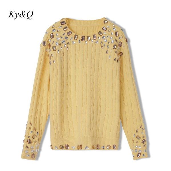 women's sweaters runway beaded sweater women o-neck twist weave pullover yellow 2021 autumn winter jumper clothes, White;black
women's sweaters runway beaded sweater women o-neck twist weave pullover yellow 2021 autumn winter jumper clothes, White;black