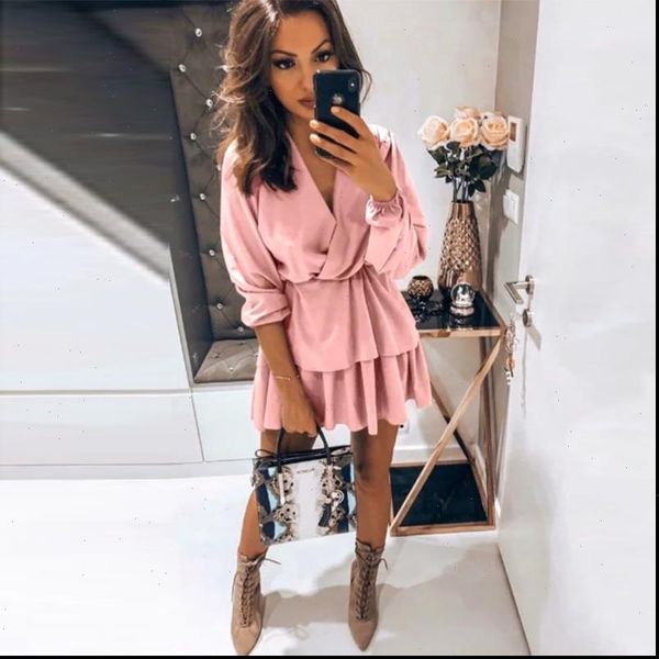 casual sashes solid women dresses mini v neck lantern sleeve fashion ruffles hem vestidos autumn, Black;gray
casual sashes solid women dresses mini v neck lantern sleeve fashion ruffles hem vestidos autumn, Black;gray