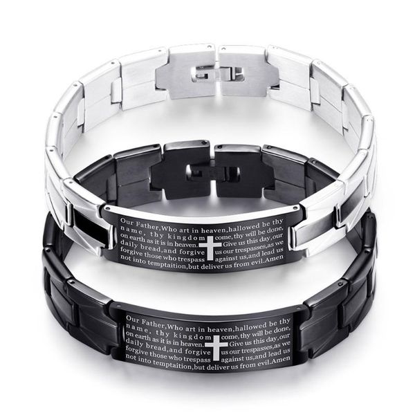 charm bracelets men bracelet stainless steel cross english prayer casual bangle gift cx17, Golden;silver
charm bracelets men bracelet stainless steel cross english prayer casual bangle gift cx17, Golden;silver