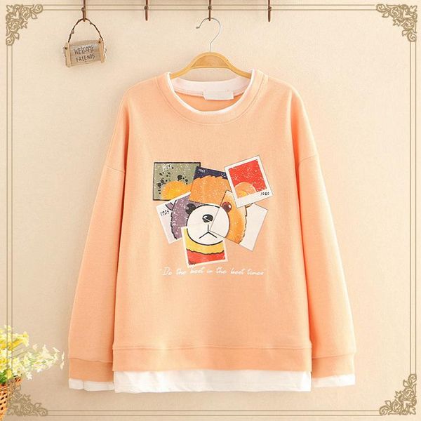 women's hoodies & sweatshirts japanese style puzzle bear fake two-piece long-sleeved pullover female autumn 2021 student loose casual c, Black
women's hoodies & sweatshirts japanese style puzzle bear fake two-piece long-sleeved pullover female autumn 2021 student loose casual c, Black