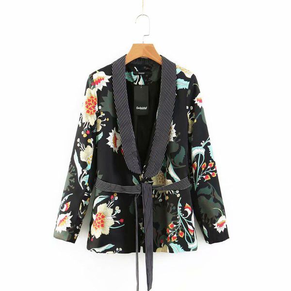 women's suits & blazers geckoistail women fashion print coat 2021 summer long sleeve sashes kimono female v-neck casual blazer clothing, White;black
women's suits & blazers geckoistail women fashion print coat 2021 summer long sleeve sashes kimono female v-neck casual blazer clothing, White;black