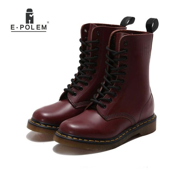 boots england style leather head layer cowhide tide wine red short ankle, Black