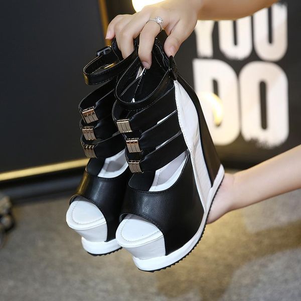 women sandals summer platform wedges shoes high-heeled 15cm fashion adjustable buckle strap ladies comfortable, Black
women sandals summer platform wedges shoes high-heeled 15cm fashion adjustable buckle strap ladies comfortable, Black