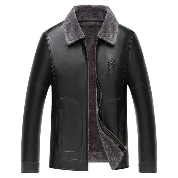 men's fur & faux winter leather jacket with velvet locomotive coat coats pu jackets, Black
men's fur & faux winter leather jacket with velvet locomotive coat coats pu jackets, Black