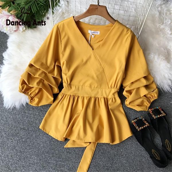women blouses three quarter sleeve v-neck elegant blouse beach style solid sashes pleated female 2021 spring fashion women's & shirts, White
women blouses three quarter sleeve v-neck elegant blouse beach style solid sashes pleated female 2021 spring fashion women's & shirts, White