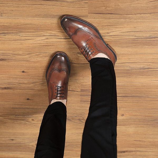 dress shoes 2021 spring and summer men's business formal wear leather toe layer cowhide bullock square carved british style, Black
dress shoes 2021 spring and summer men's business formal wear leather toe layer cowhide bullock square carved british style, Black