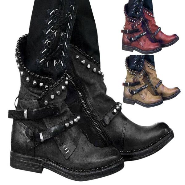 womens ladies vintage rivet plain biker boots autumn winter casual warm shoes, Black
womens ladies vintage rivet plain biker boots autumn winter casual warm shoes, Black