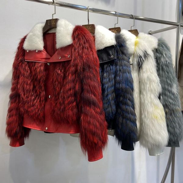 women's fur & faux luxury women jacket real coats with natural mink collar motorcycle female long sleeve outerwear femme, Black
women's fur & faux luxury women jacket real coats with natural mink collar motorcycle female long sleeve outerwear femme, Black