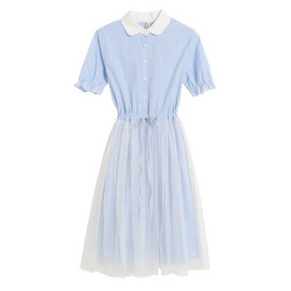merry pretty women mesh patchwork a-line dresses summer peter pan collar short sleeve elasticity waist striped 210526, Black;gray
merry pretty women mesh patchwork a-line dresses summer peter pan collar short sleeve elasticity waist striped 210526, Black;gray