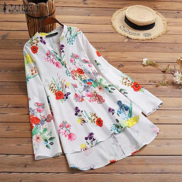 women's blouses & shirts bohemian long sleeve blouse women zanzea casual floral v neck chemise autumn high low hem shirt female tunic h, White 
women's blouses & shirts bohemian long sleeve blouse women zanzea casual floral v neck chemise autumn high low hem shirt female tunic h, White