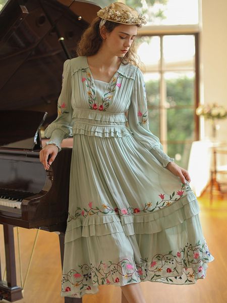 casual dresses vintage elegant slim luxury embroidery v-neck long korean fresh mori girls ruffles green l59b, Black;gray
casual dresses vintage elegant slim luxury embroidery v-neck long korean fresh mori girls ruffles green l59b, Black;gray