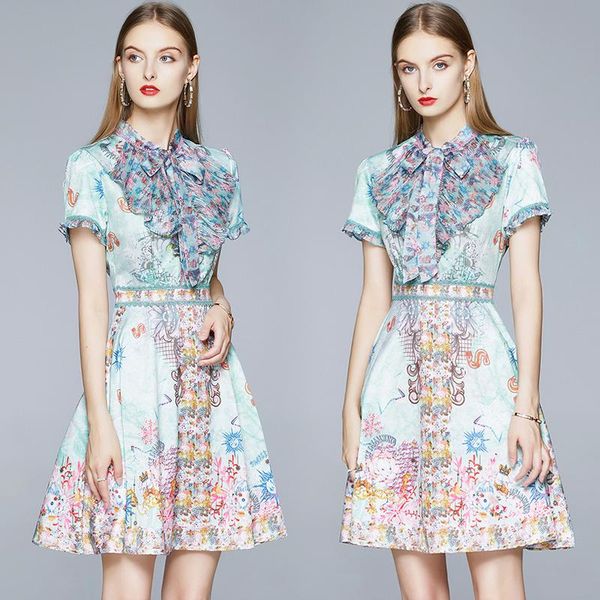 casual dresses summer runway vintage print ruffed bow tie neck short sleeve empire waist women ladies party a-line midi dress, Black;gray
casual dresses summer runway vintage print ruffed bow tie neck short sleeve empire waist women ladies party a-line midi dress, Black;gray