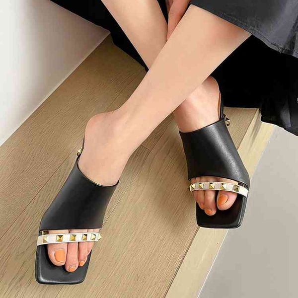 leather summer genuine heels slippers women dress shoes slip on classic rivet sandals with box fashion outdoor slides flip flops, Black
leather summer genuine heels slippers women dress shoes slip on classic rivet sandals with box fashion outdoor slides flip flops, Black