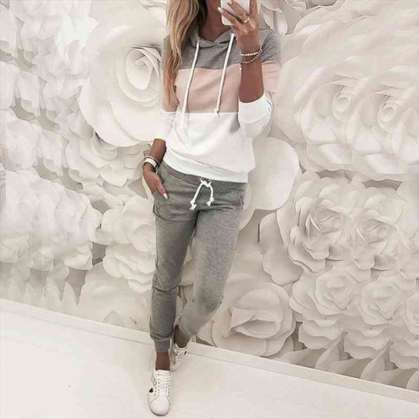 women for sport fashion patchwork hoodie pocketed long sleeve women ladies long pant playsuit streetwear mujer, White
women for sport fashion patchwork hoodie pocketed long sleeve women ladies long pant playsuit streetwear mujer, White