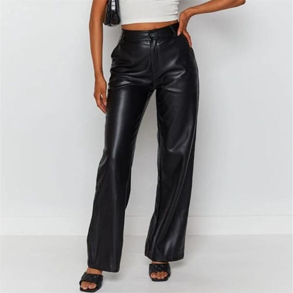 women's pants & capris 2021 autumn and winter pu high waist loose wide leg leather female solid color warm casual, Black;white
women's pants & capris 2021 autumn and winter pu high waist loose wide leg leather female solid color warm casual, Black;white