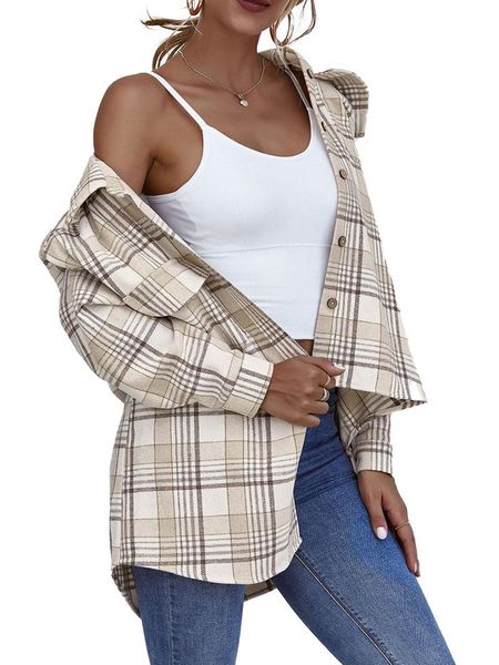 women's blouses & shirts ladies fashion plaid pocket casual long-sleeved lapel cotton cardigan comfortable suitable for daily shopping, White
women's blouses & shirts ladies fashion plaid pocket casual long-sleeved lapel cotton cardigan comfortable suitable for daily shopping, White