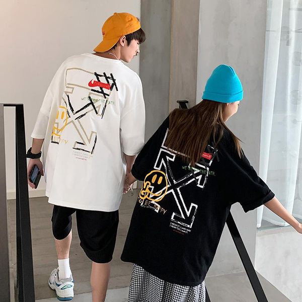 men's t-shirts summer trend short sleeve casual couple's wear korean fashion hip hop printed 5-sleeve t-shirt, White;black
men's t-shirts summer trend short sleeve casual couple's wear korean fashion hip hop printed 5-sleeve t-shirt, White;black